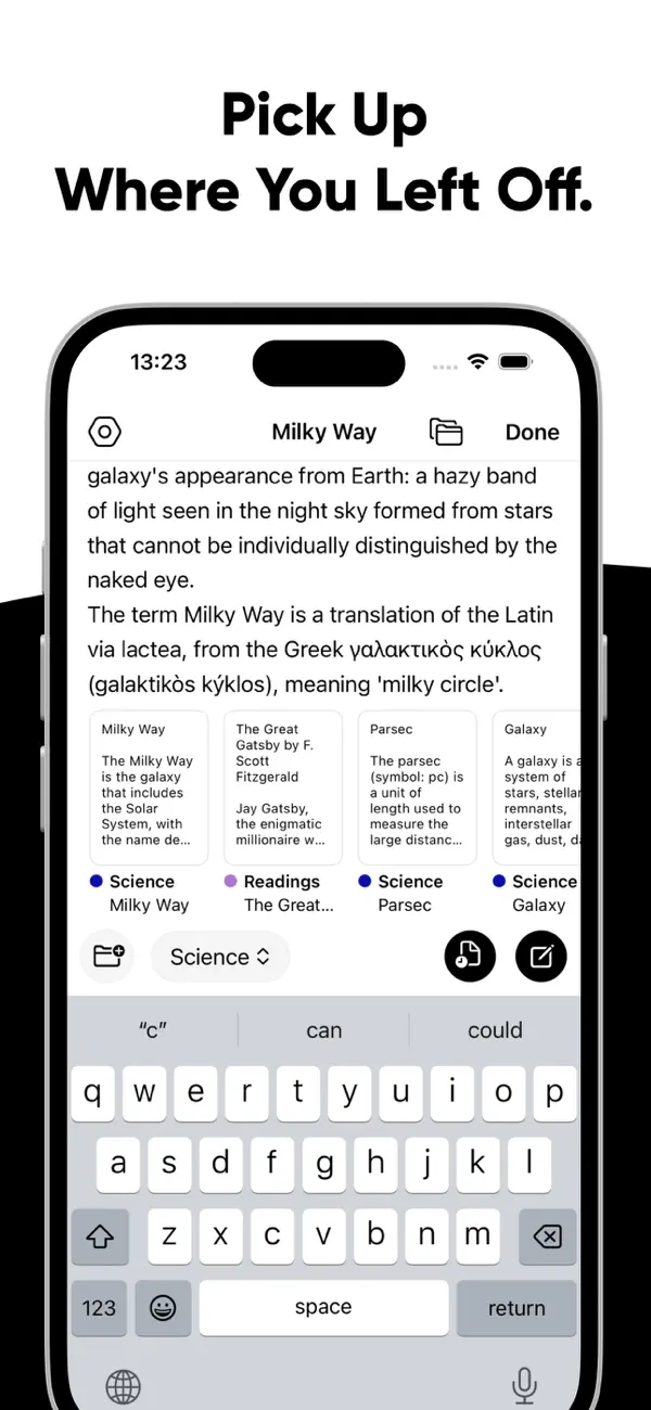 Brain Dump: Notes & Writing Pick up where you left off App Screenshot