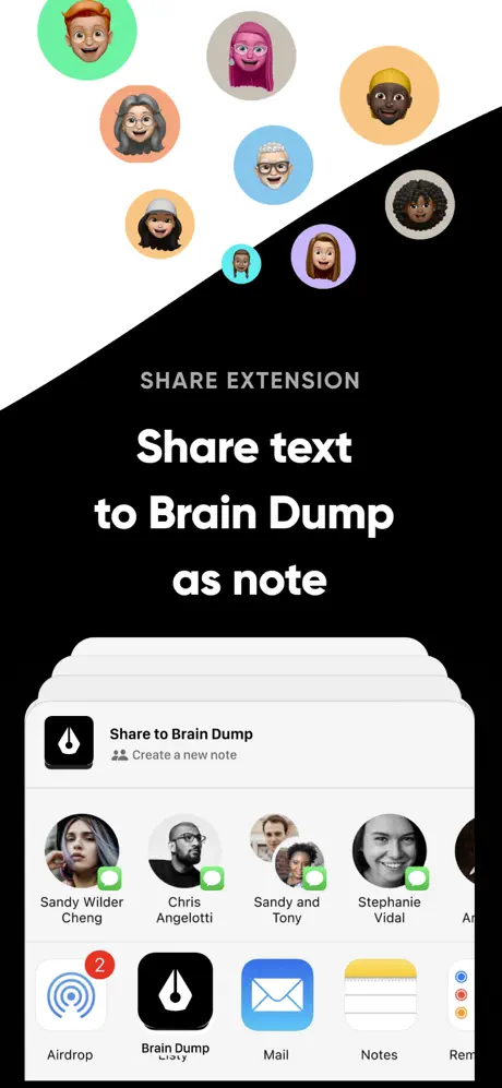 Brain Dump: Notes & Writing Create note from third party apps App Screenshot