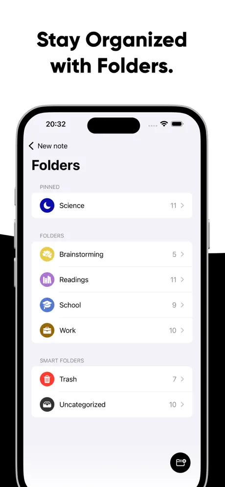 Brain Dump: Notes & Writing Stay organized with folders App Screenshot