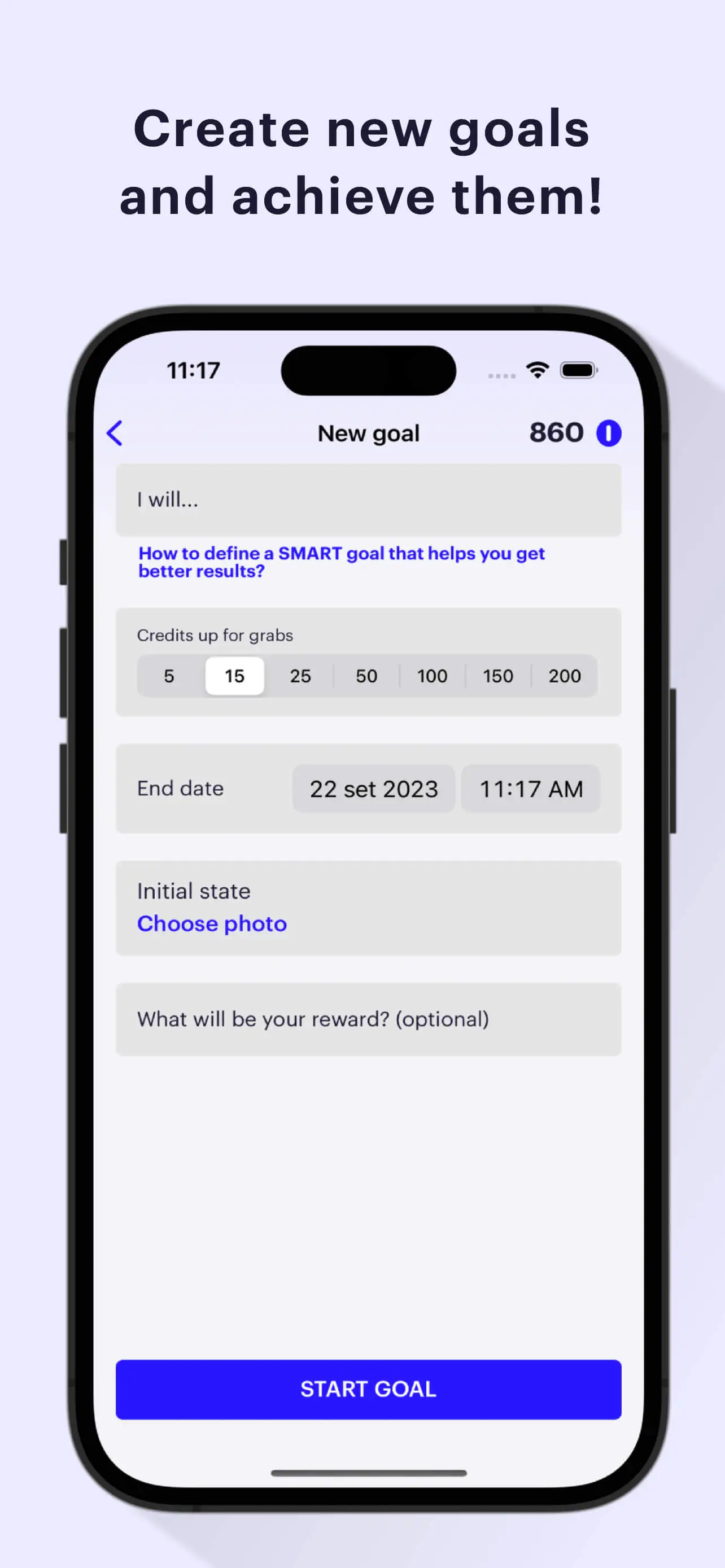 Pursoo Create new goals App Screenshot